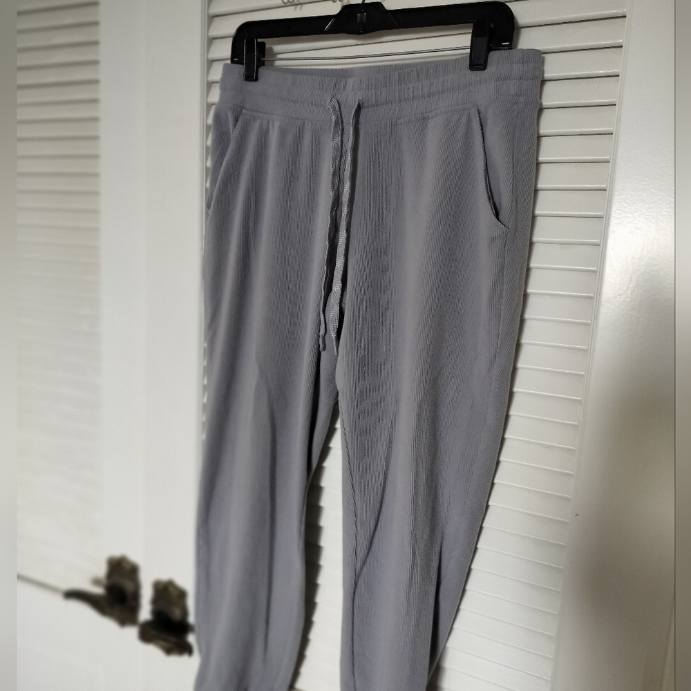 Marc New York Andrew Marc Ribbed Gray Joggers Front Pockets Drawstring Large